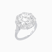 Round Center Stone Ring Mounting with Octagonal Diamond Halo - Shahin Jewelry